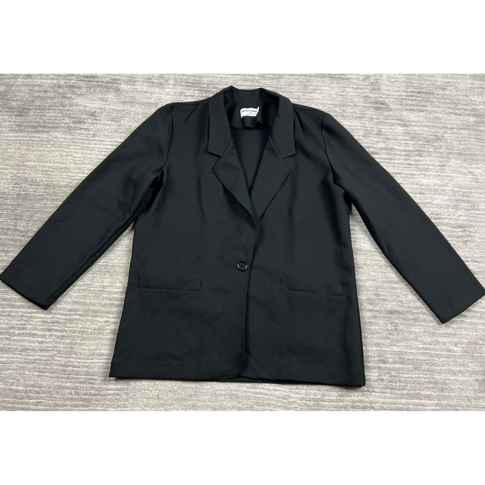 Alfred Dunner Blazer Women 10 Black Single Button Notched Lapel Professional USA